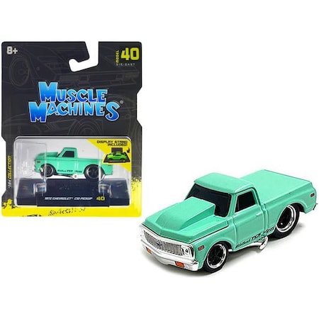 Muscle Machines 1-64 Scale 1972 Chevrolet C10 Pickup Truck Light Green Diecast Model Car 15580GRN